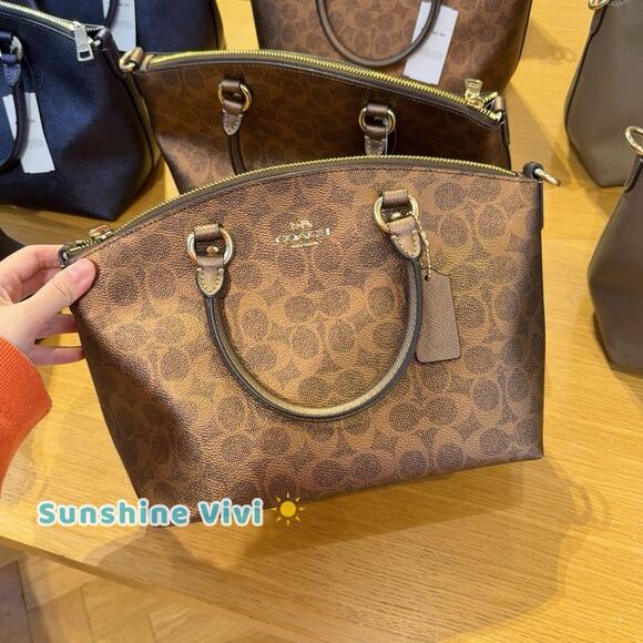 Coach Handbags - NWT Coach Sadie Satchel Bag Dark Wine in Signature Canvas CCM71, BROWN/COPPER